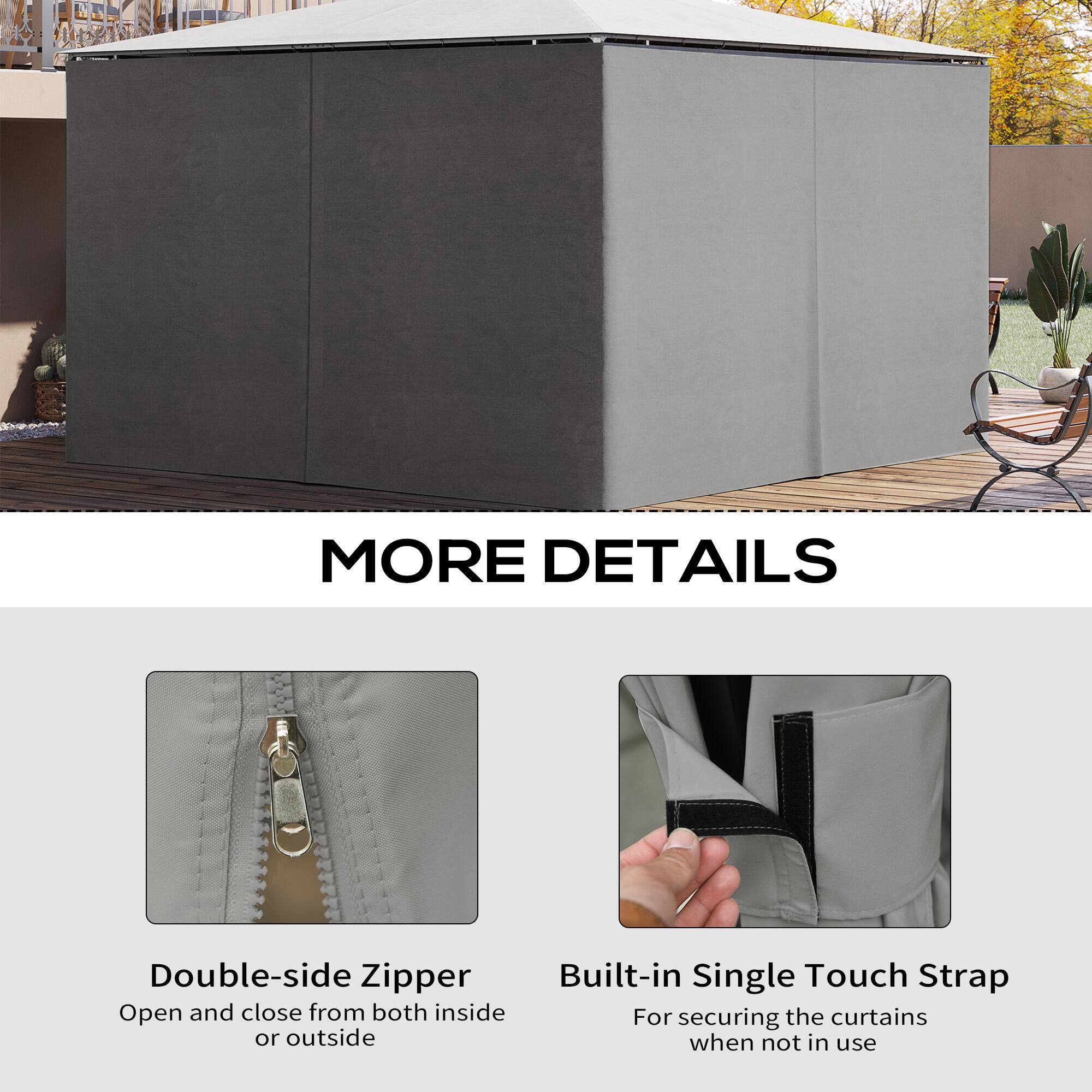 MORE DETAILS
Double-side Zipper
Built-in Single Touch Strap
Open and close from both inside or outside
For securing the curtains when not in use