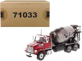 Western Star 4700 SF Concrete Mixer Truck Body 1/50 Diecast Model by Diecast Masters - Metallic Red With Gray