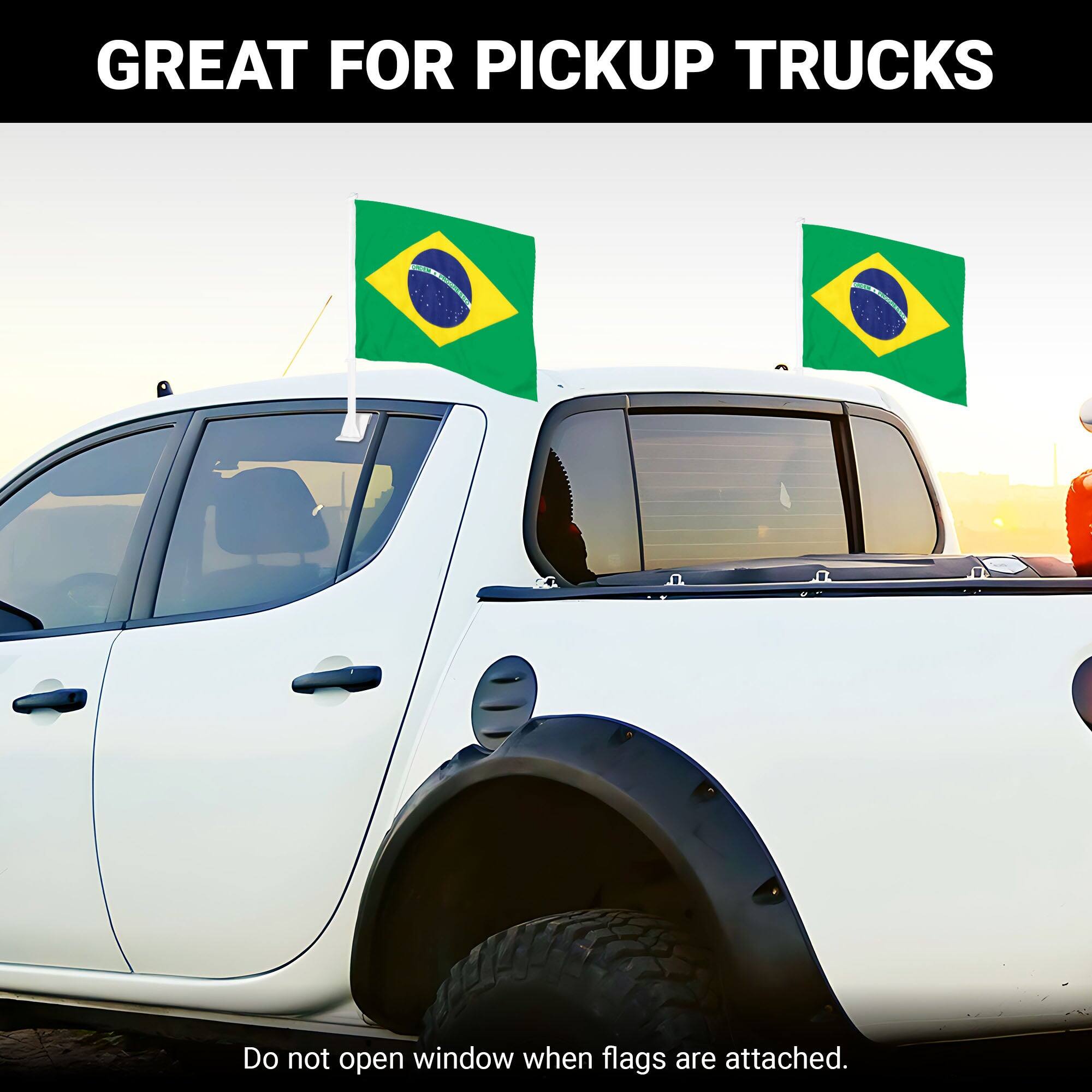GREAT FOR PICKUP TRUCKS

Do not open window when flags are attached.