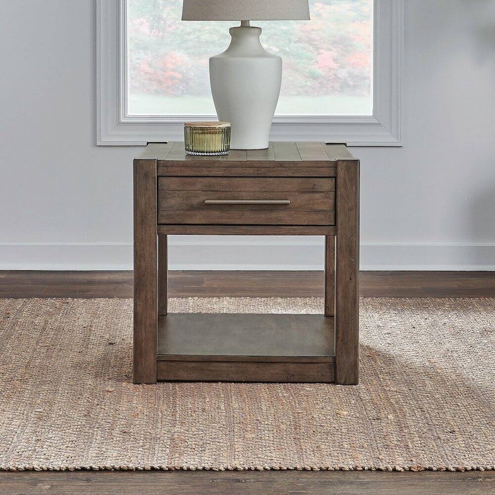 Alt View 5. Liberty Furniture Industries - Broadmore Living Room Drawer End Table - Cobblestone Brown - Cobblestone Brown.