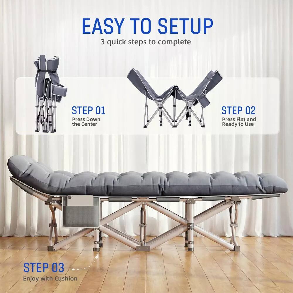 EASY TO SETUP  
3 quick steps to complete  

STEP 01  
Press Down the Center  

STEP 02  
Press Flat and Ready to Use  

STEP 03  
Enjoy with Cushion