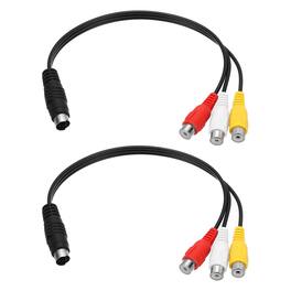 Unique Bargains - 2pcs 0.9ft S Video Cable 4 Pin S-Video Male to 3 RCA Female Composite Adapter for TV Monitor - Black