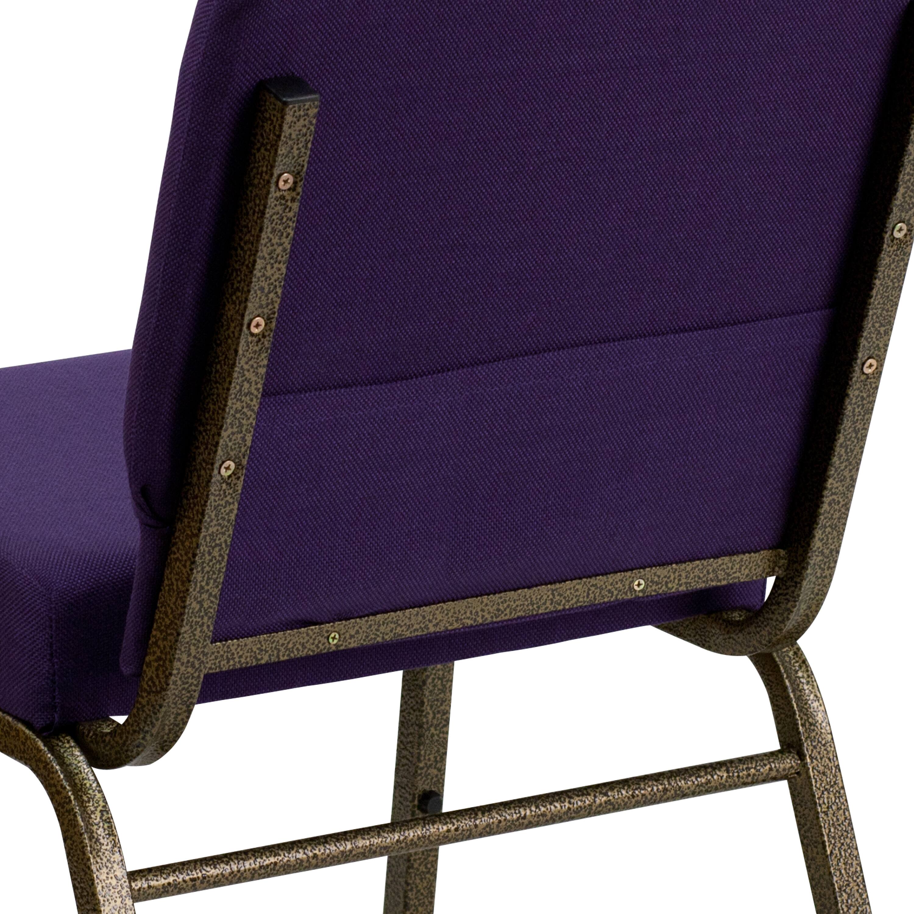 Alt View 8. Emma + Oliver - 21"W Stackable Church/Reception Guest Chair - Royal Purple Fabric/Gold Vein Frame.