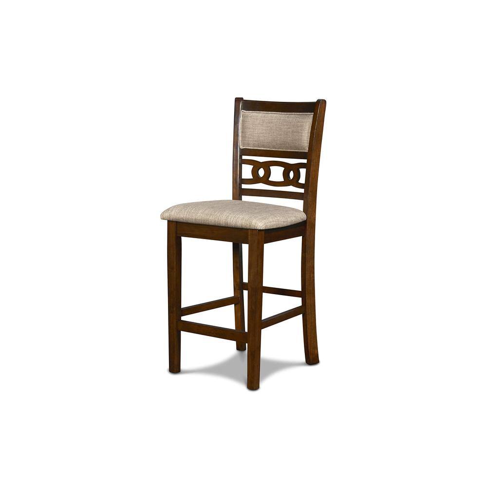 Alt View 2. New Classic Furniture - Gia Cherry Wood Counter Chair with Fabric Seat (Set of 4) - Brown.