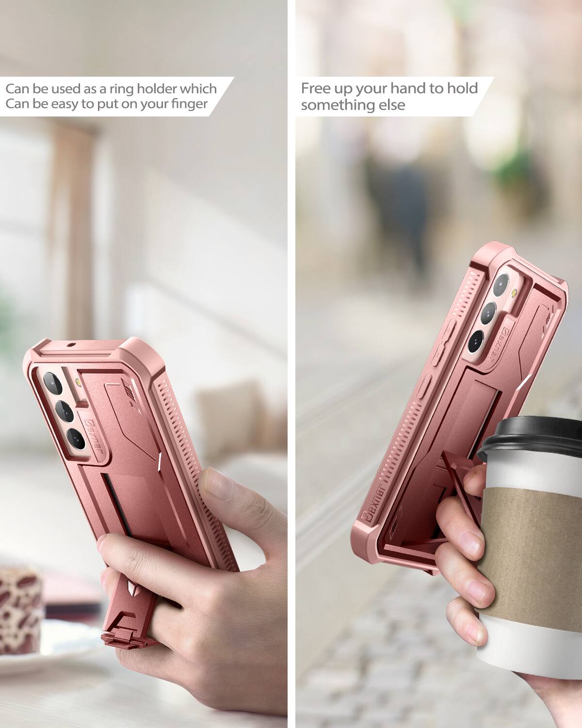 Can be used as a ring holder which can be easy to put on your finger

Free up your hand to hold something else