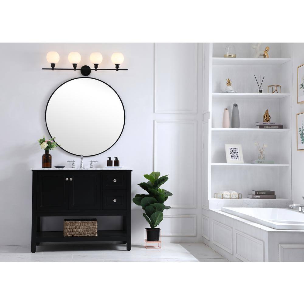 Front. Living District - Collier 4 light Black and Frosted white glass Wall sconce - Black And Frosted White Glass.