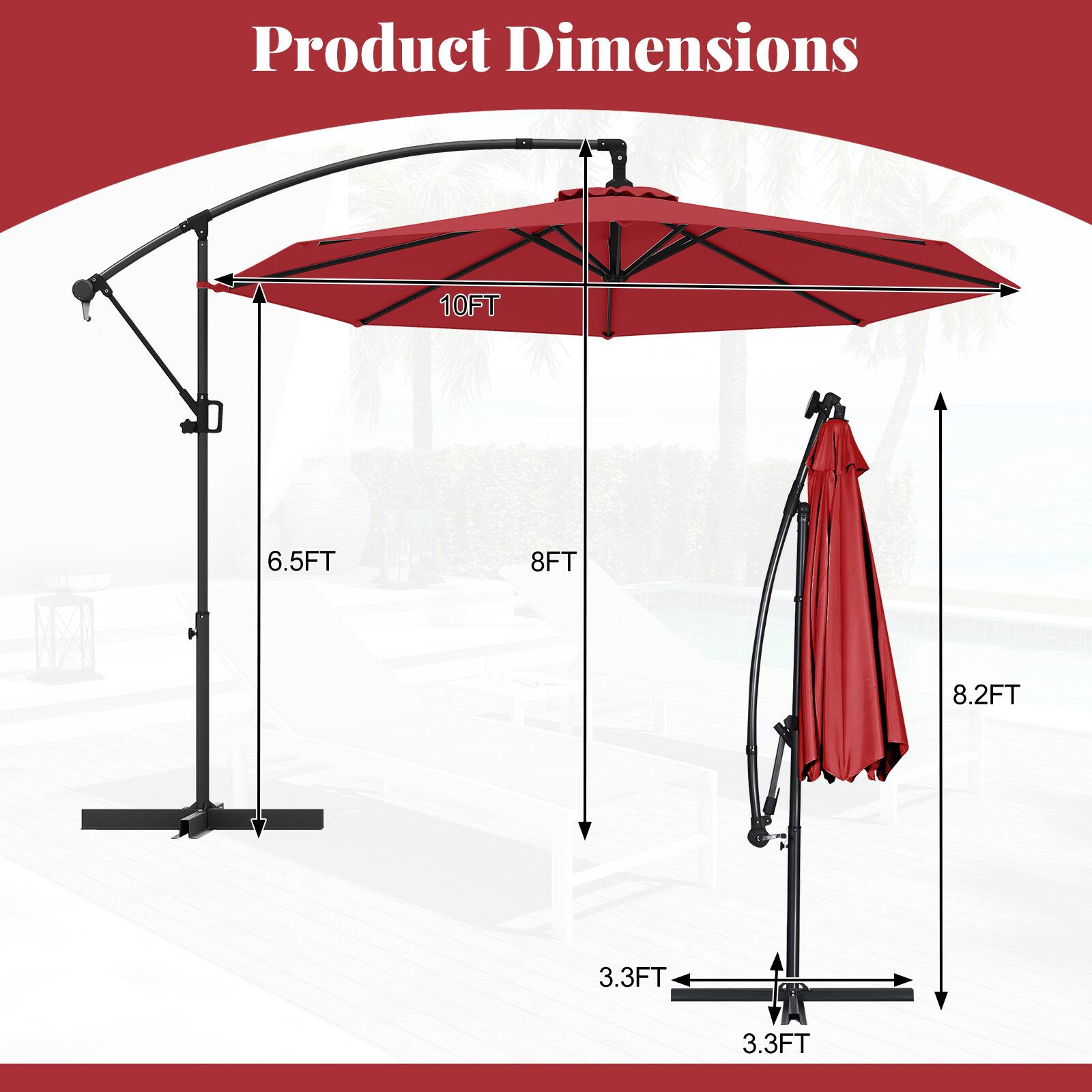 Product Dimensions: 10FT, 6.5FT, 8FT, 8.2FT, 3.3FT, 3.3FT