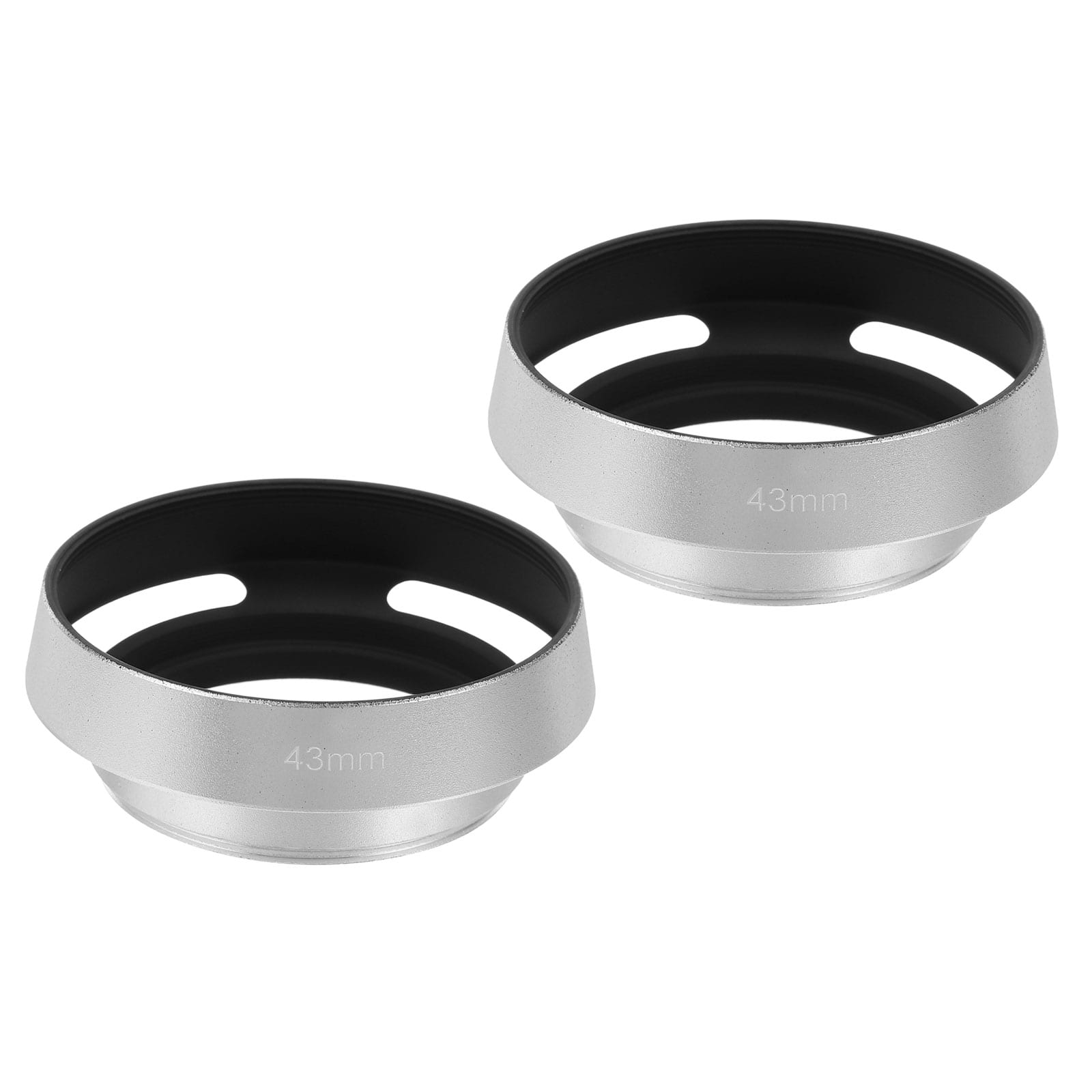 Unique Bargains - 2pcs 43mm Lens Hood, Universal Metal Hollow Curved Screw-in Vented Lens Hoods for Fujifilm for Pentax - Silver