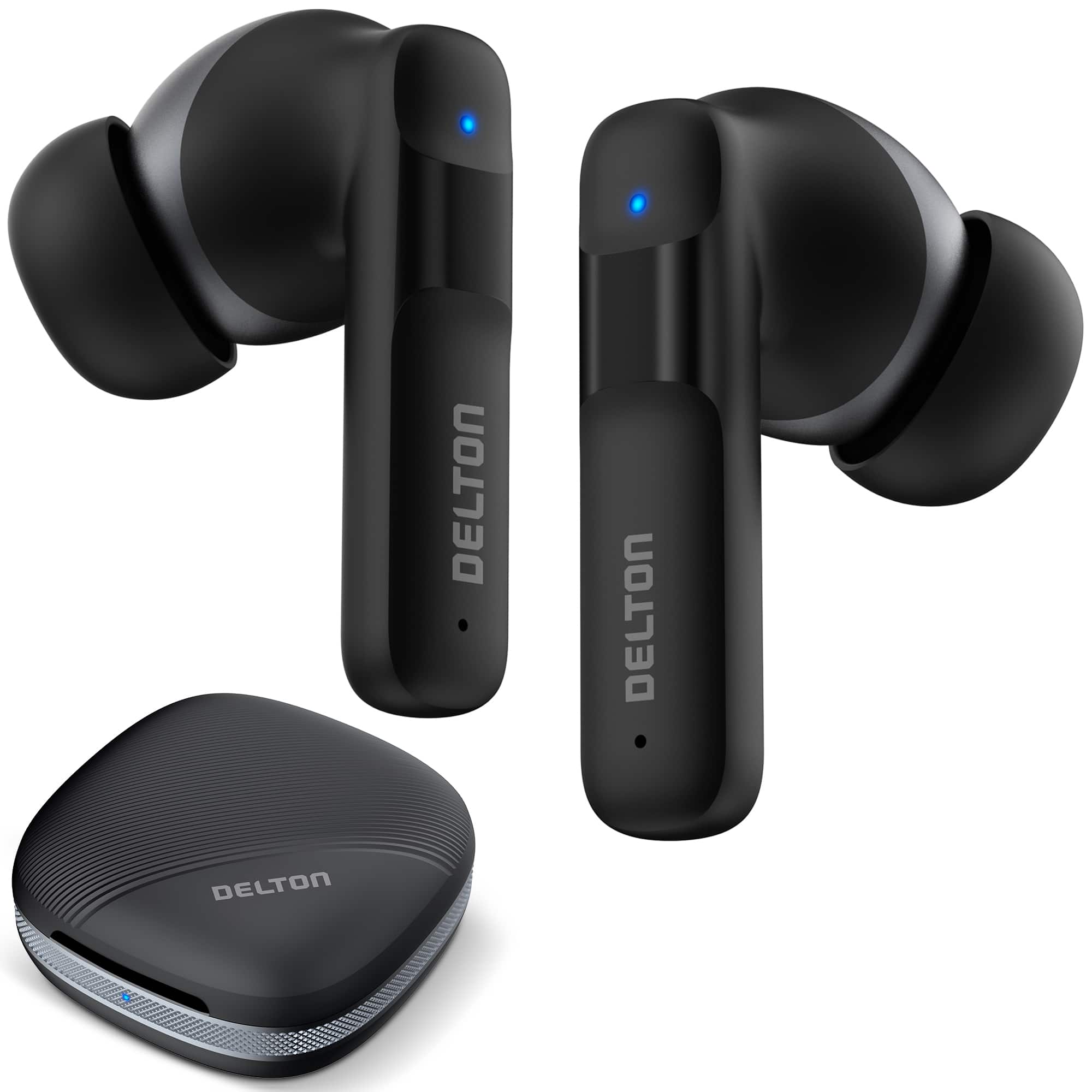Delton - T50 Gaming Earbuds with Bluetooth 5.3 Connectivity Quad ENC Microphones and Ultra Low Latency Mode - Black