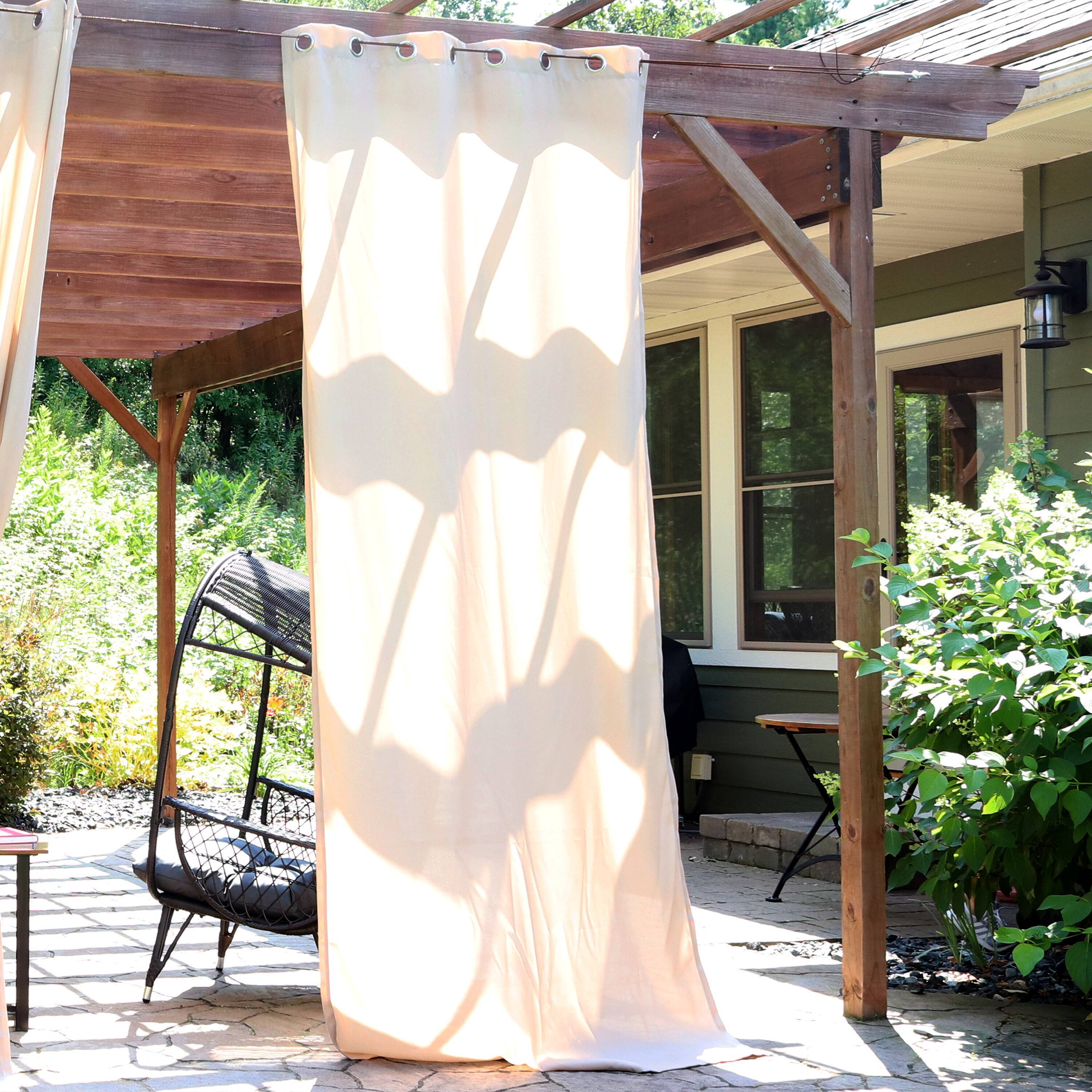 Alt View 1. Sunnydaze - Indoor and Outdoor Curtain Panel - 52 in x 120 in - Beige.