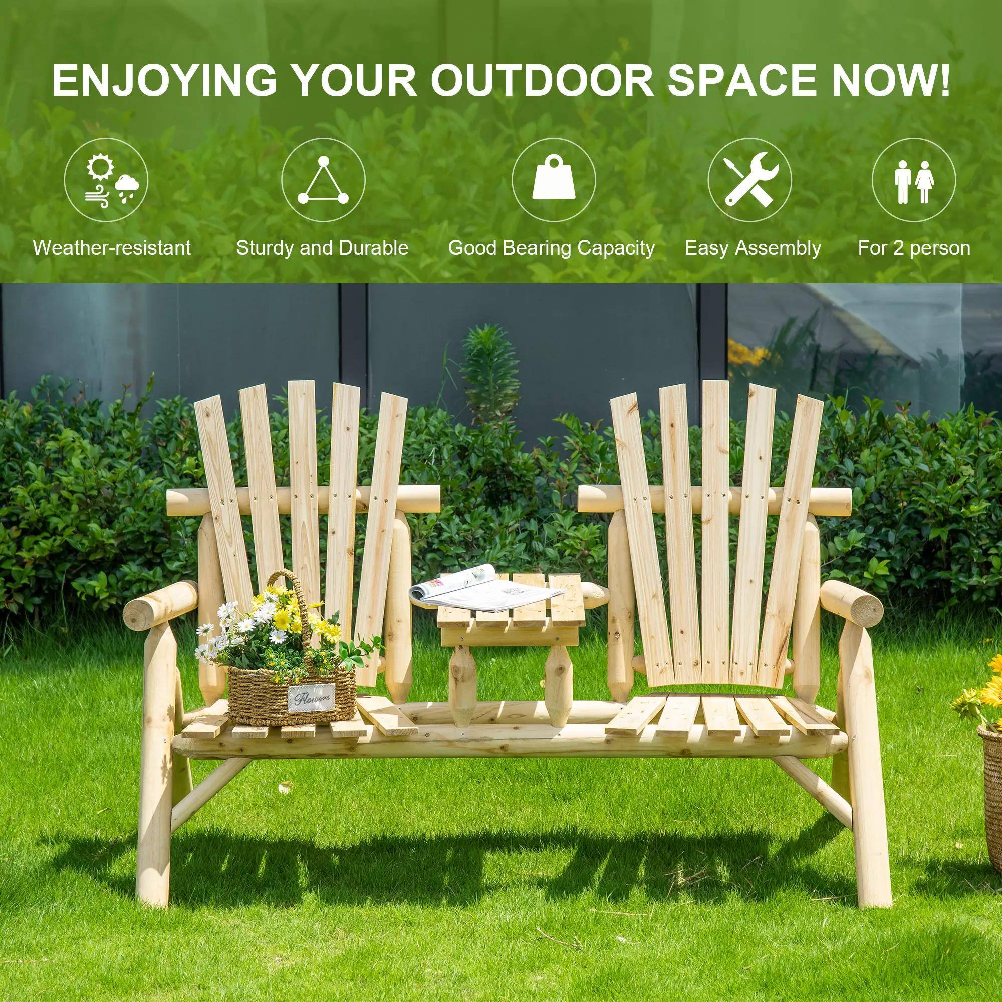 ENJOYING YOUR OUTDOOR SPACE NOW!

- Weather-resistant
- Sturdy and Durable
- Good Bearing Capacity
- Easy Assembly
- For 2 person