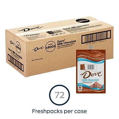 48000 Dove FLAVIA  
Dove Milk Chocolate  
12042 3  
CODE Milk Chocolate Drink O  
50 23471 Hot Chocolate  
48000 Dove  
48000 Natural Dave Kk Cheroolate  
Celebrate the small things  
BENT Dove Milk Chocolate  
72  
NET Freshpacks per case