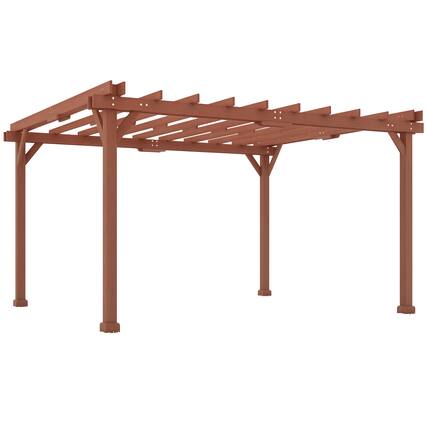 Front. Outsunny - 11' x 12.5' Outdoor Pergola, Wood Pergola Gazebo Grape Trellis with Stable Structure for Climbing Plant Support - Brown.