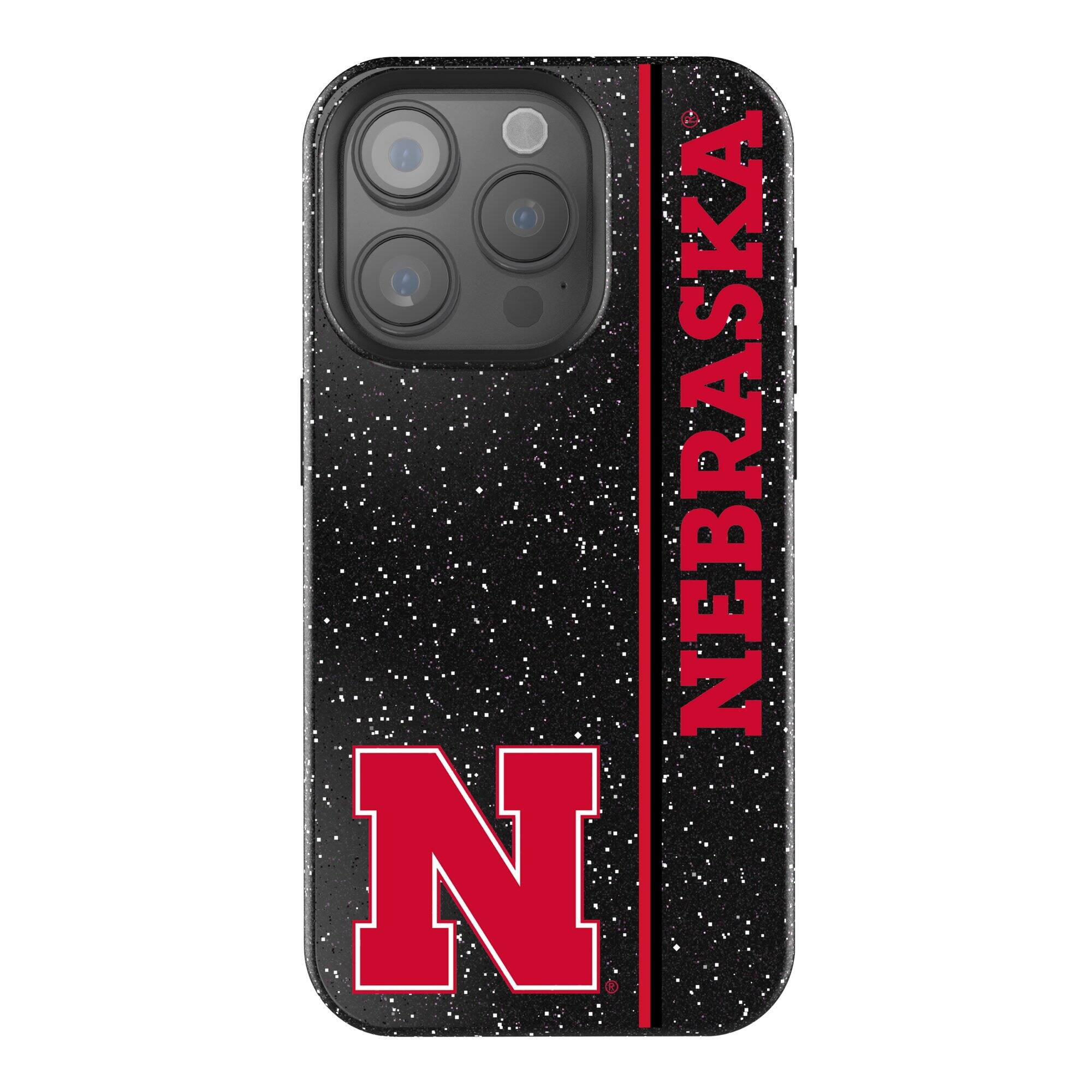 Front. Keyscaper - Black Nebraska Huskers iPhone Bling Case - 14 Pro Max - Black.