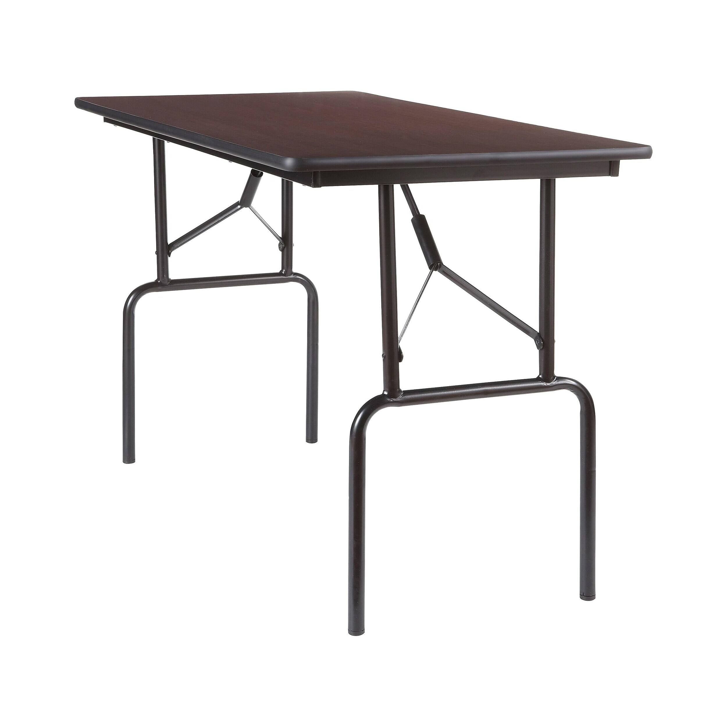 Front. Staples - Heavy-Duty Folding Utility Table (48 in) - Walnut.