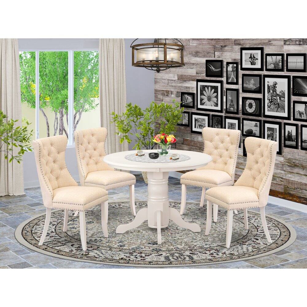 Alt View 7. East West Furniture - 5 Piece Dining Set for Small Spaces - White.