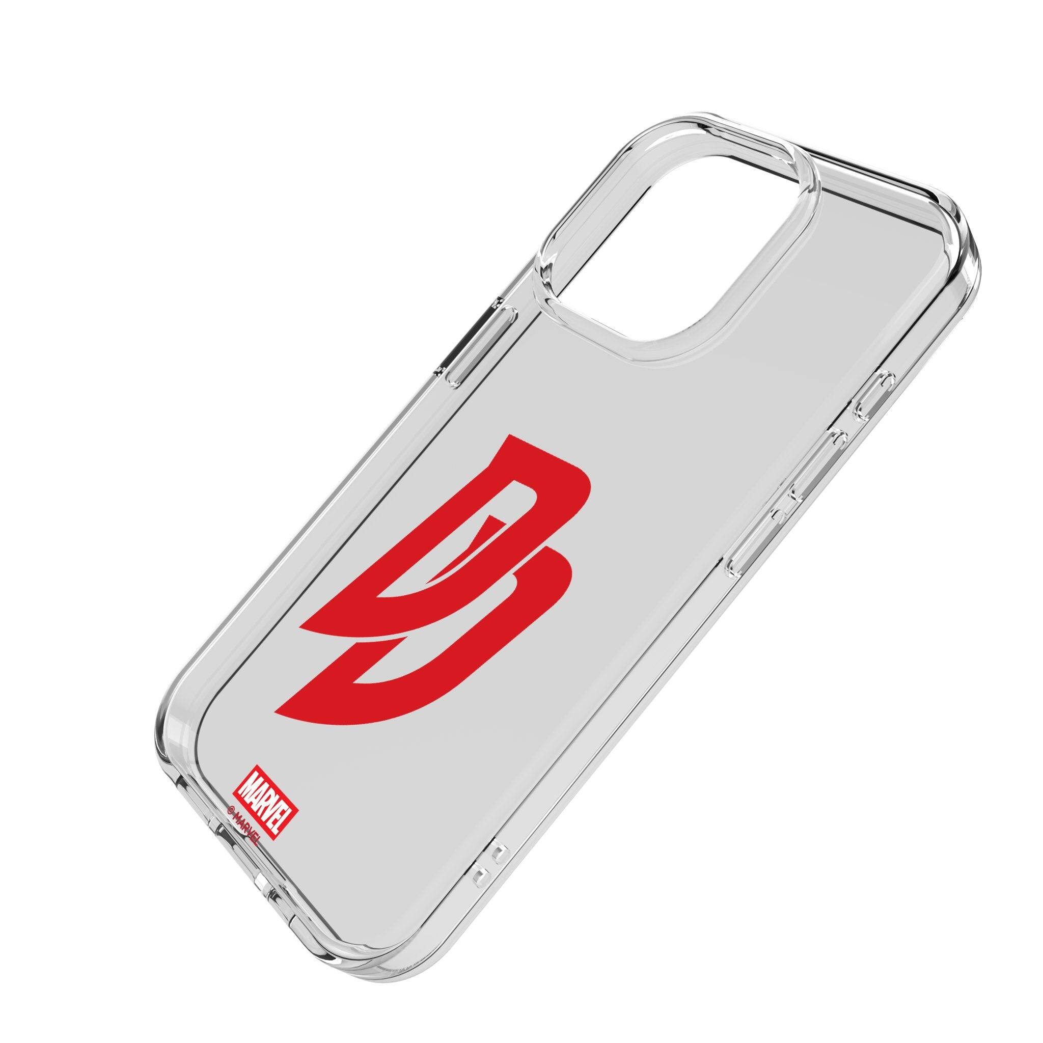 Angle. Keyscaper - Marvel Badge Clear Phone Case - Apple iPhone 13 Pro - Daredevil.