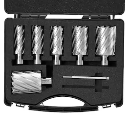 VEVOR - Annular Cutter Set, 6 pcs Weldon Shank Mag Drill Bits, 1" to 2" Cutting Diameter, 2" Cutting Depth - Metallic