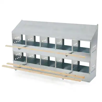 Front. Brower - Brower 410B Galvanized Steel 10 Hole 50 Bird Poultry Nest Chicken Brooding Box.