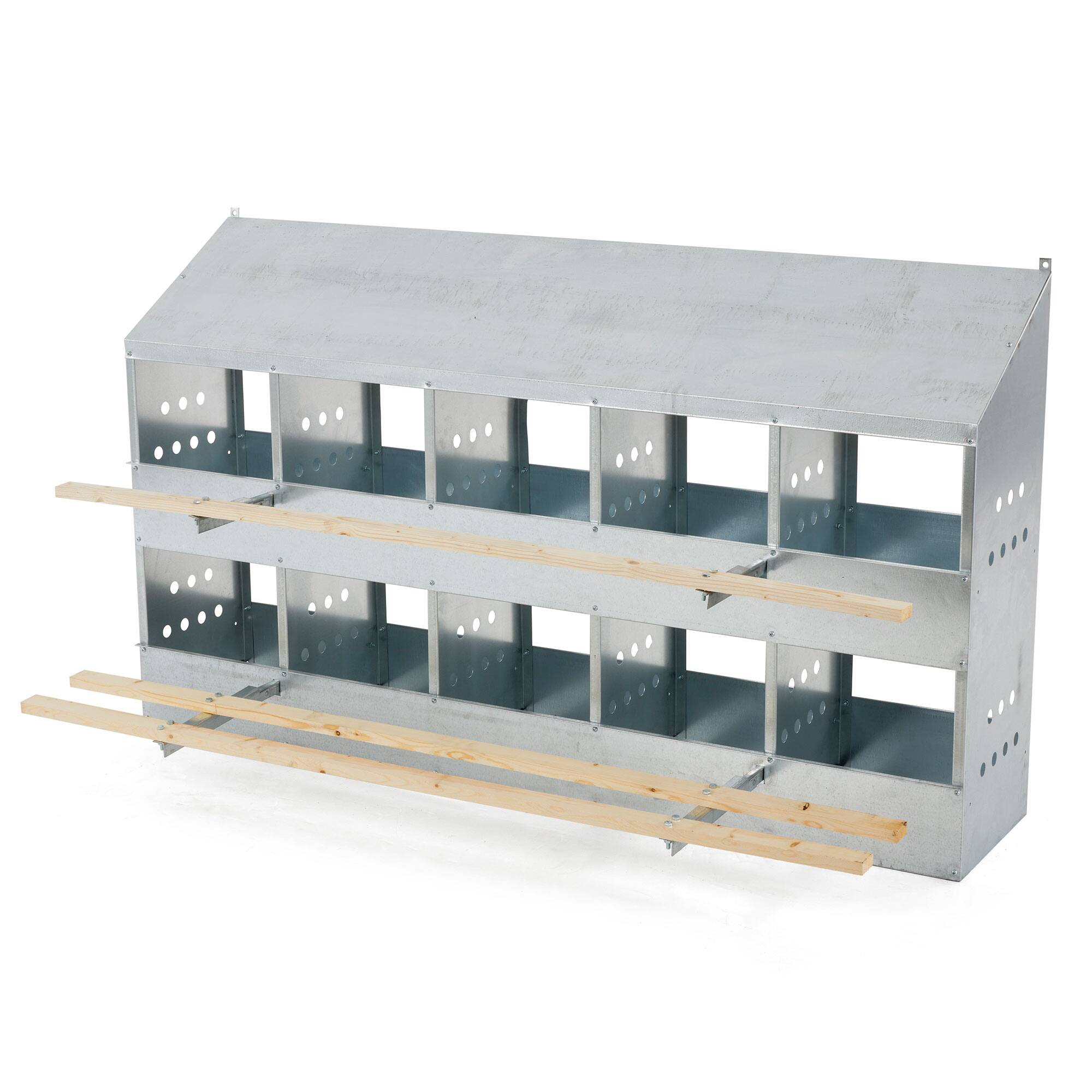 Front. Brower - Brower 410B Galvanized Steel 10 Hole 50 Bird Poultry Nest Chicken Brooding Box.