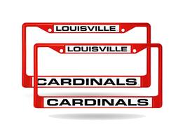 Rico Industries - University of Louisville Cardinals (Set of 2) Red Painted Metal Laser Cut License Plate Frames - Multi