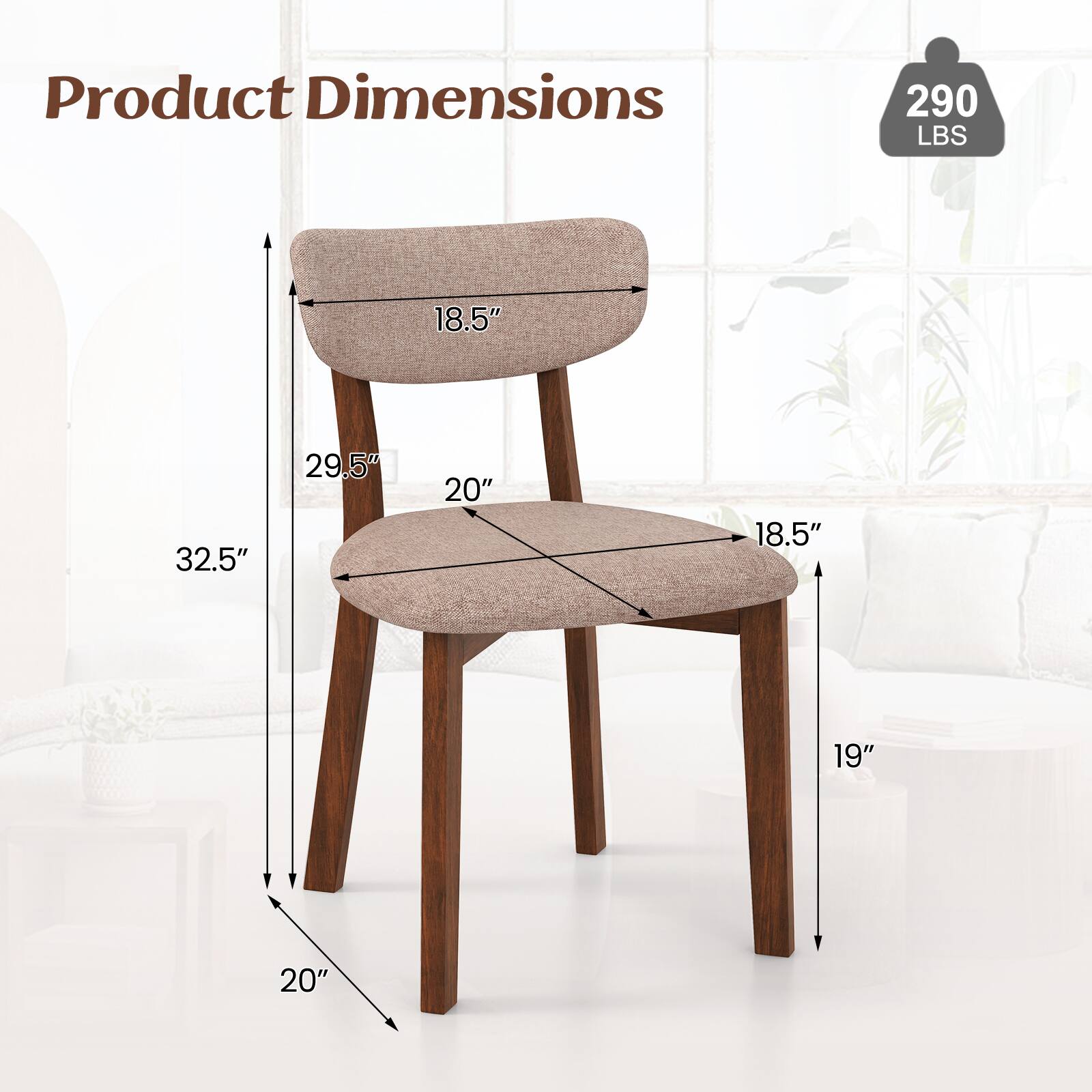 Product Dimensions: 290 LBS, 18.5" x 32.5" x 29.5" x 20" x 18.5" x 19" x 20"