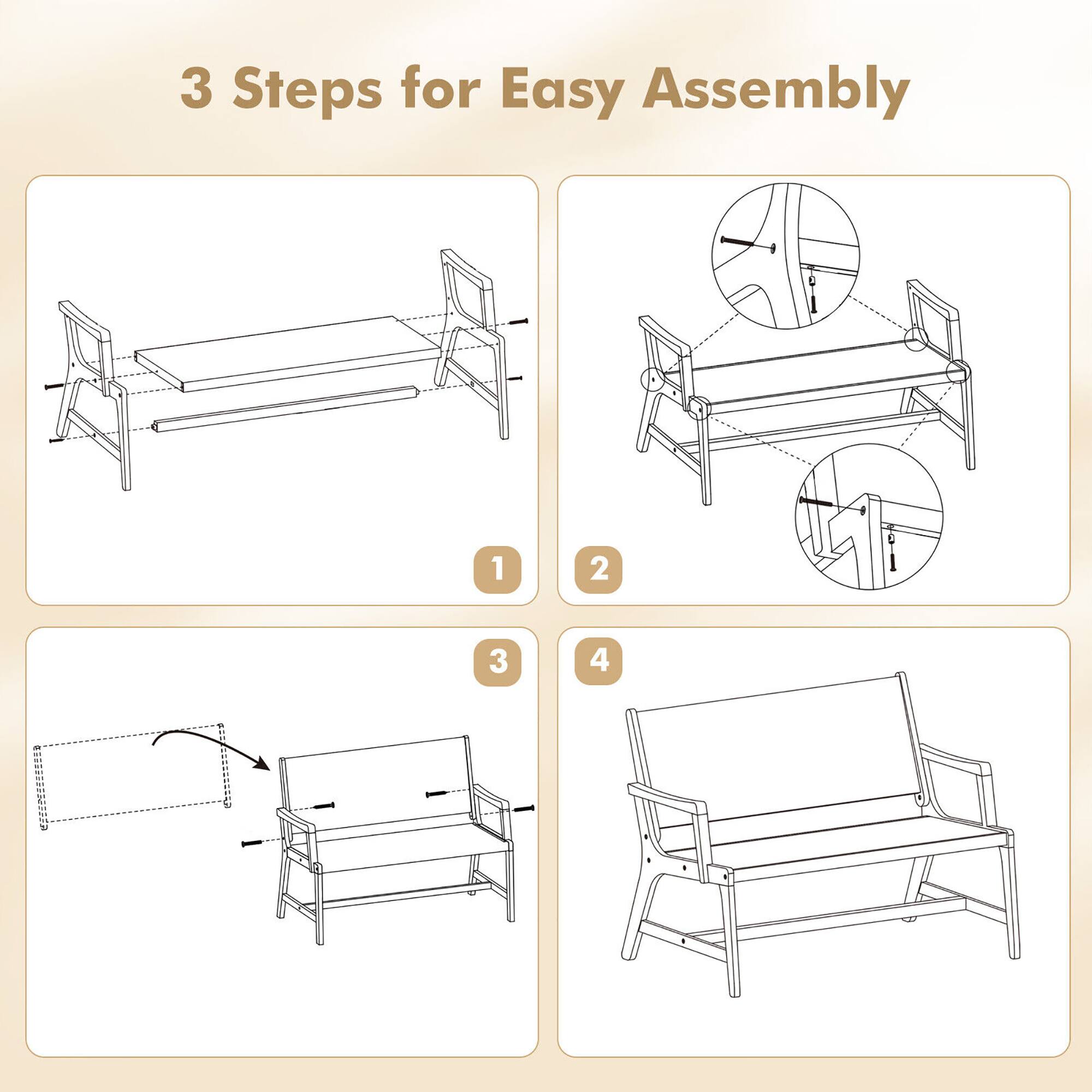 3 Steps for Easy Assembly
1
2
3
4