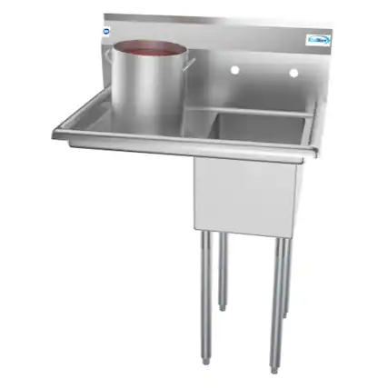 Front. Koolmore - 31 in. One Compartment Stainless Steel Sink with Drainboard, Bowl Size 12"x 16"x 10" SA121610-16L3. - Stainless Steel.