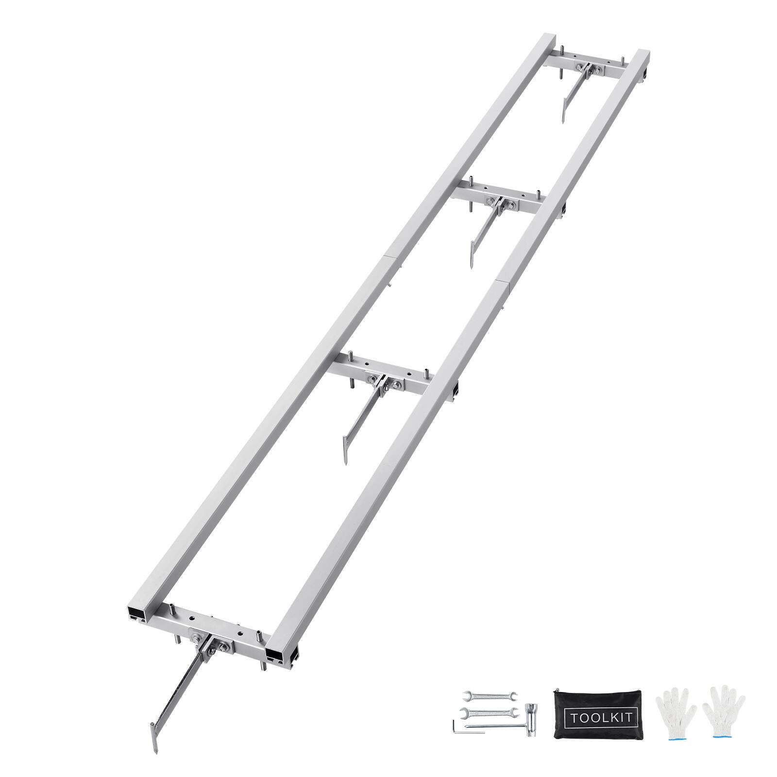 Front. VEVOR - Rail Mill Guide System, 9 ft Milling Guide, 4 Crossbar Kits Chainsaw Mill Rail Guide, Aluminum Adjustable Saw Mill Rail - Silver.