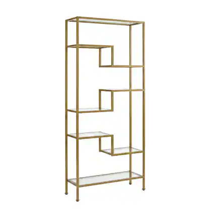 Front. Crosley Furniture - Sloane Etagere Bookcase - Gold.