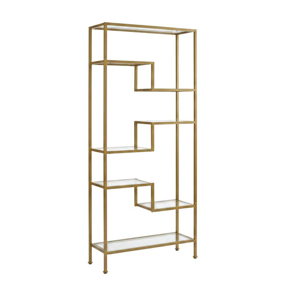 Front. Crosley Furniture - Sloane Etagere Bookcase - Gold.