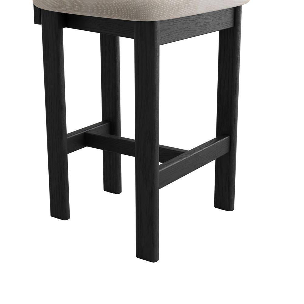 Alt View 3. POVISON - 26" Fully Assembled Mid-Century Modern Counter Height Bar Stools Set of 2, Cotton Linen Beige & Black - Beige & Black Cotton Linen.
