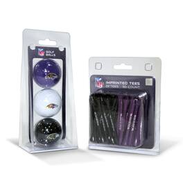 Team Golf - Baltimore Ravens 3-Golf Ball & 50-Golf Tee Set - Multicolor
