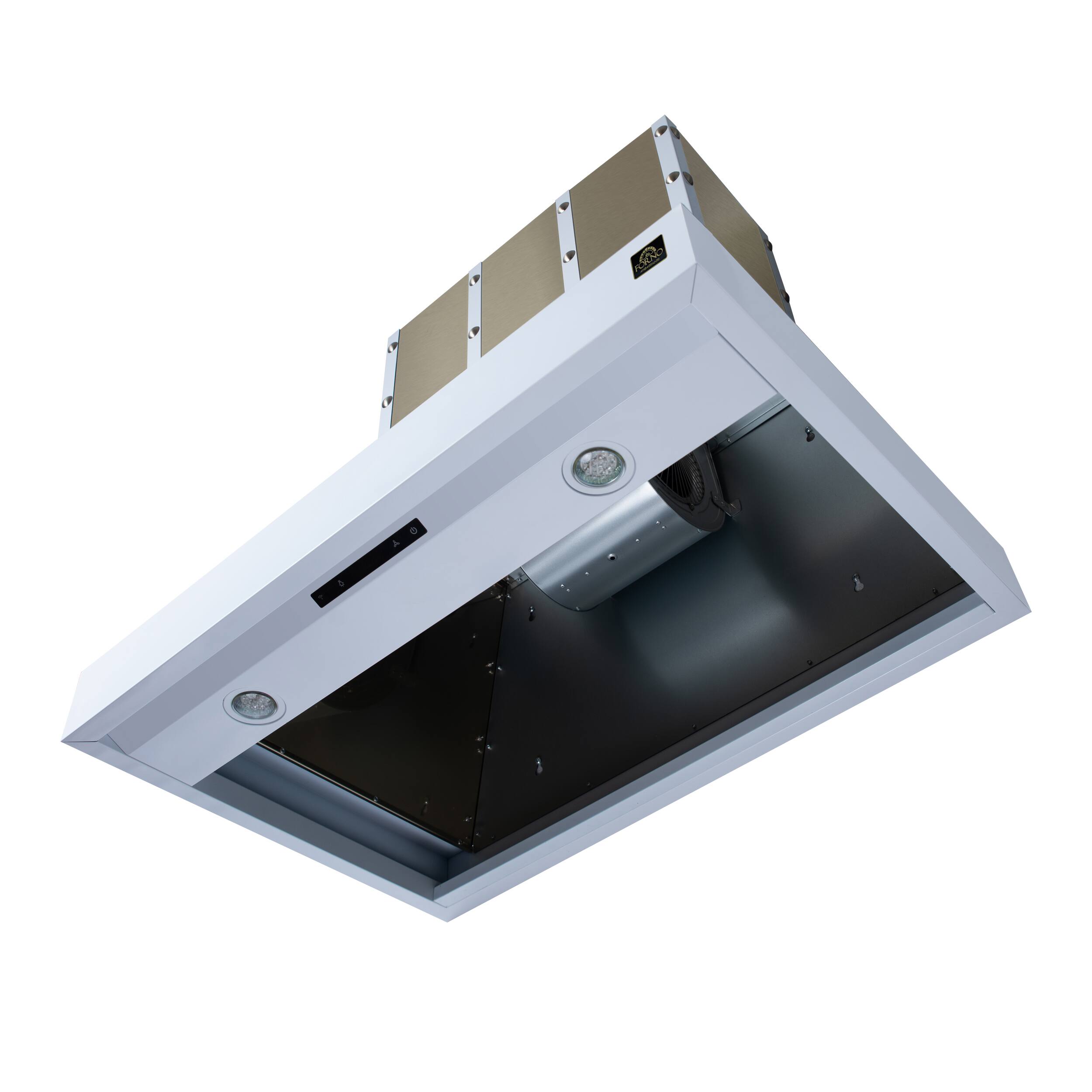Alt View 2. Forno Appliances - Ambassador 36" Wall Mount Range Hood with Touch Controls, LED Lighting and Remote Control - White with Copper Trim - White/Copper.