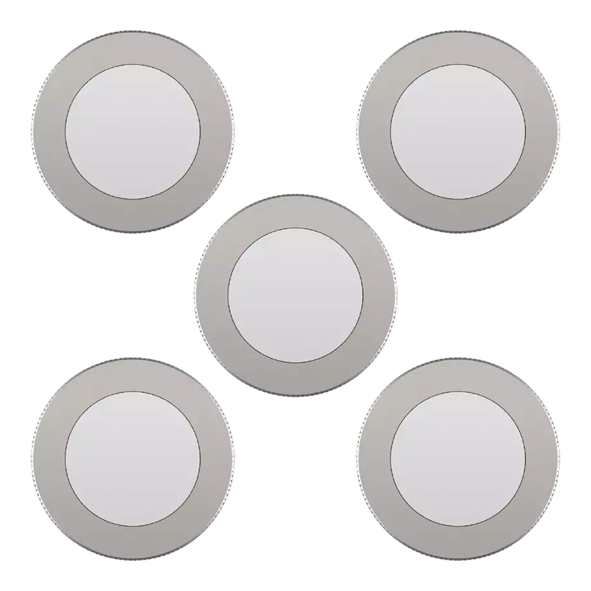 GE - Dimmable Modern Corded Electric Plastic LED Puck Lights, Set of 5, Silver