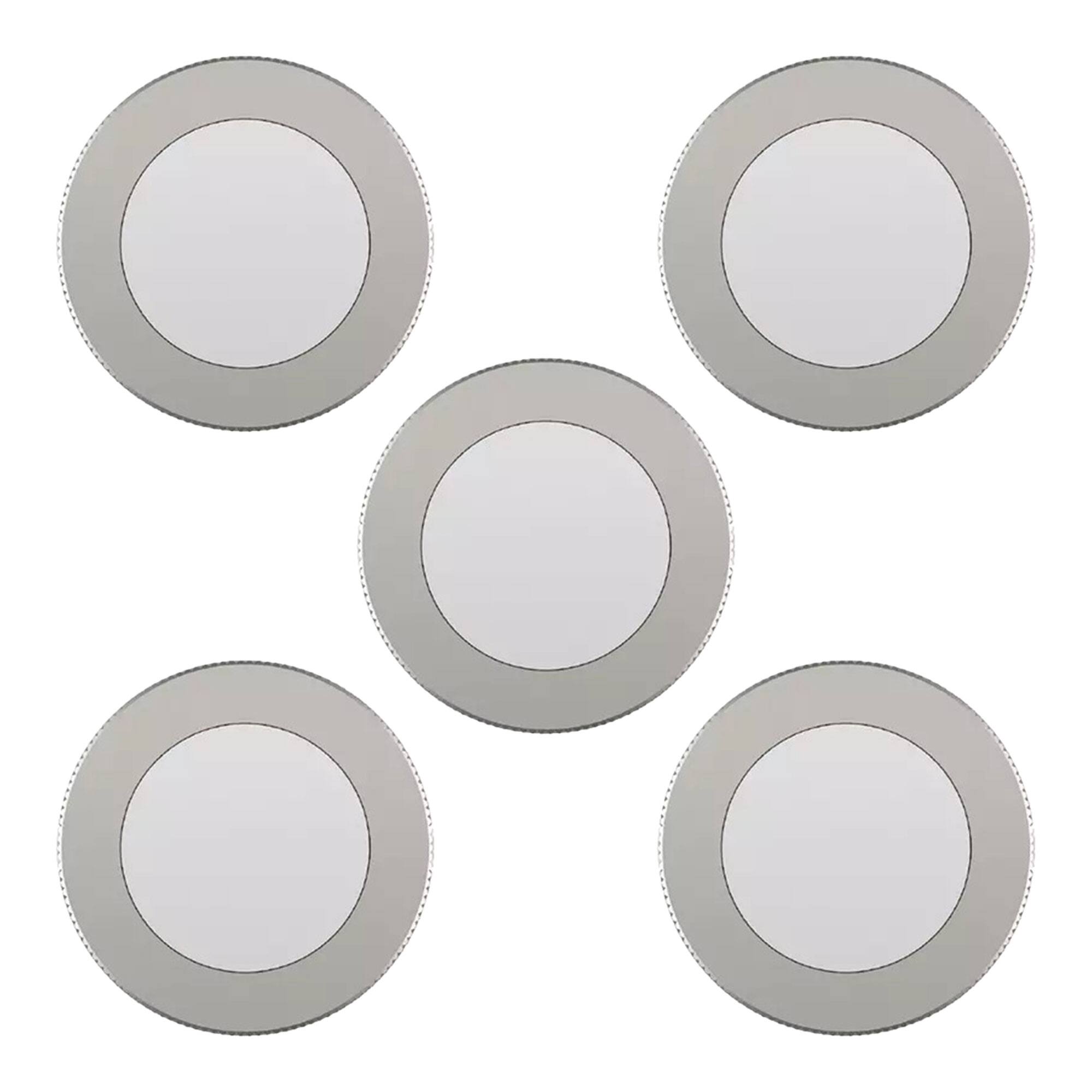 Front. GE - GE Dimmable Modern Corded Electric Plastic LED Puck Lights, Set of 5, Silver.