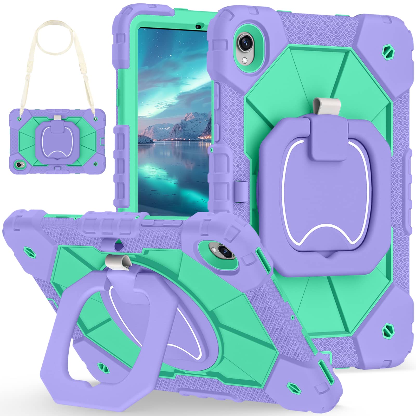 Photos - Tablet Case Samsung Dteck - Case for  Galaxy Tab S11  11-inch 3-Layer Rugged Kickstand Handle Grip Cover with Shoulder Strap - Purple  2025