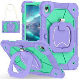 UUCOVER - Shockproof Case for Samsung Galaxy Tab S11 11-inch 2025 SM-X730 X736B 360° Rotating Stand Hand Grip Cover+Shoulder Strap - Purple+Mint