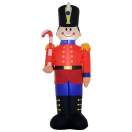 Homcom - 6ft Inflatable Nutcracker with Candy Cane, Outdoor Blow-Up Yard Decoration with LED Lights - Red and Black