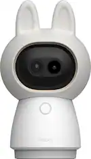 Front. Aqara - 4K Dual-Lens Camera Hub G350, Indoor Camera 9X Zoom, 360° Pan/Tilt, AI Auto-Tracking, Face/Gesture Rec, 512 GB Storage - White.