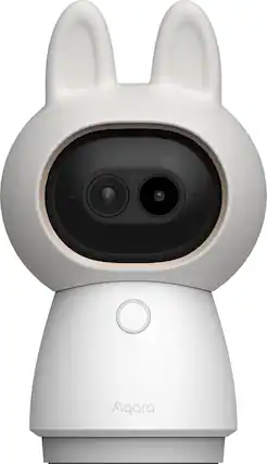 Front. Aqara - 4K Dual-Lens Camera Hub G350, Indoor Camera 9X Zoom, 360° Pan/Tilt, AI Auto-Tracking, Face/Gesture Rec, 512 GB Storage - White.