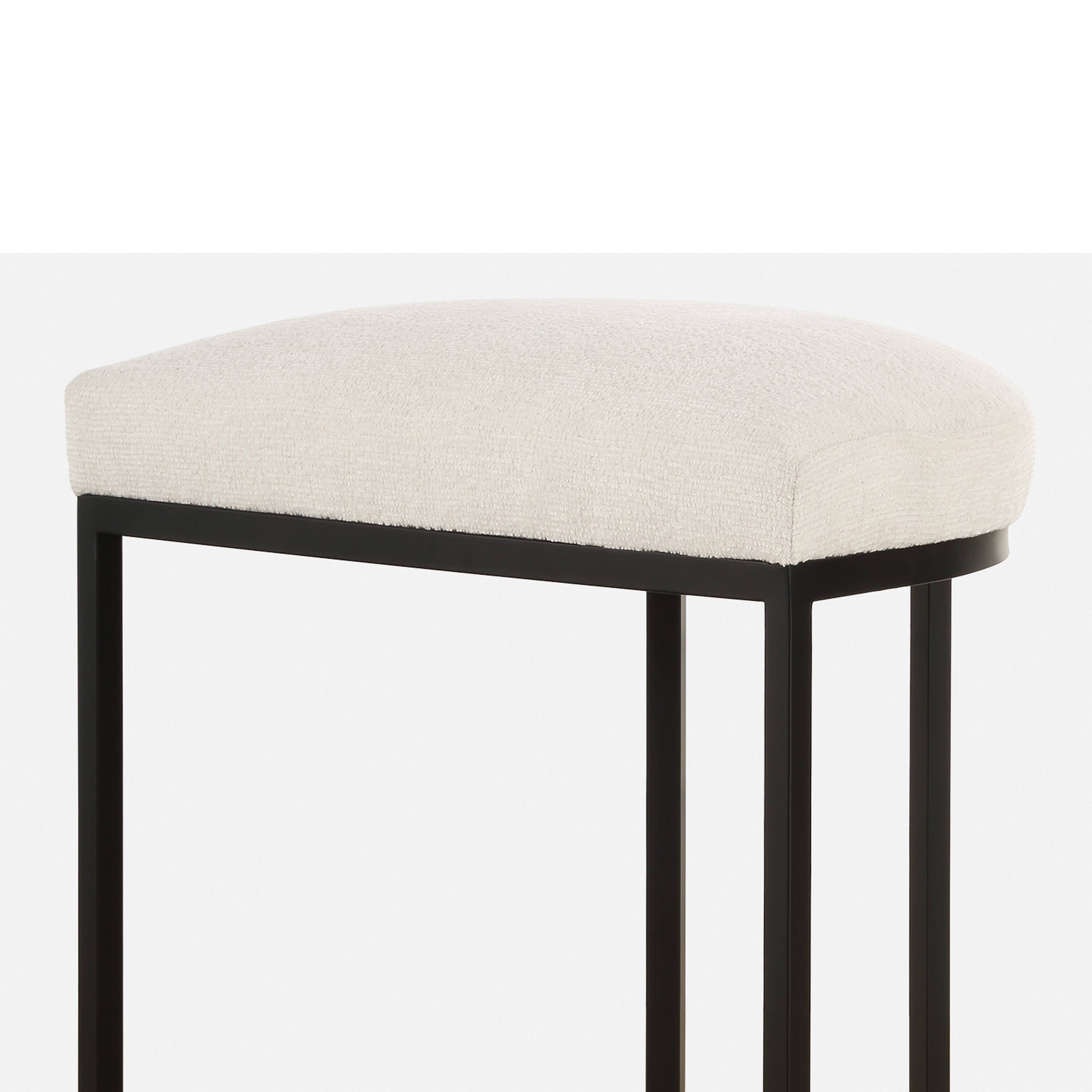 Left. Manhattan Lane - Gyn Counter Height Stool,  Performance Fabric,  Cantilever Base - Cream, Black.