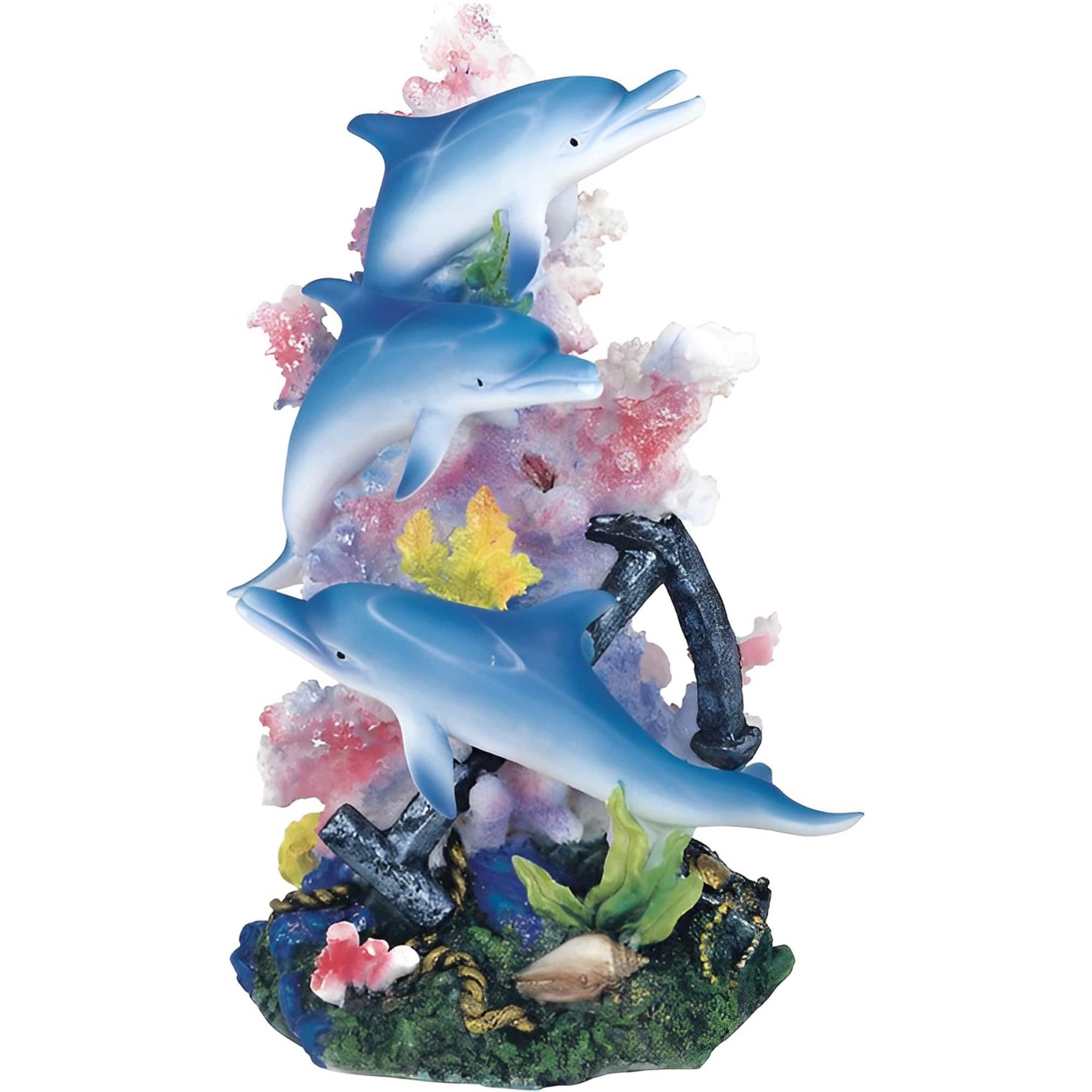 FC Design - 9"H Dolphins Swimming Around Coral Figurine Statue Desk Tabletop Home Decor Gift - Multi-Color