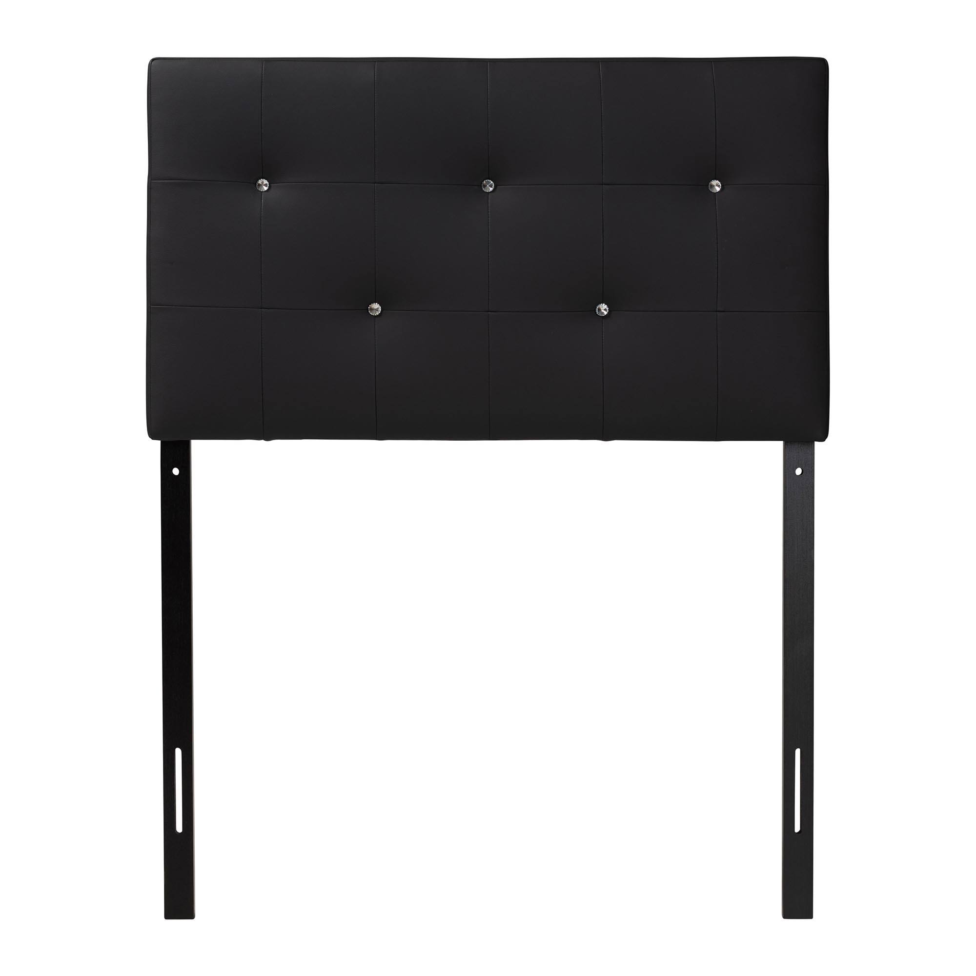 Angle. Baxton Studio - Kirchem Modern and Contemporary Faux Leather Upholstered Twin Size Headboard - Black.