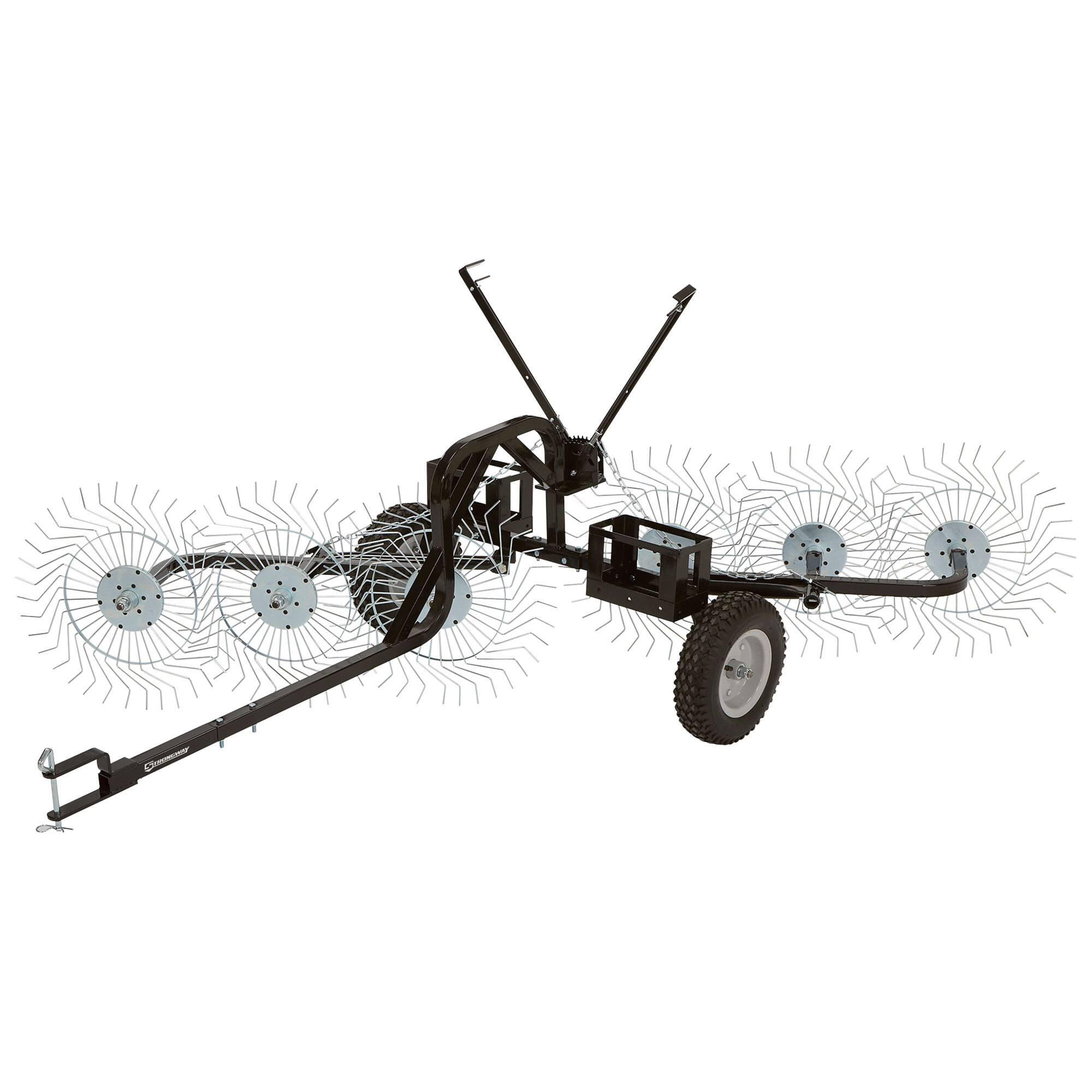 Front. Yard Tuff - Yard Tuff ACR-600T 55 Inch Steel Tow Behind Acreage Rake with Pin Style Hitch - Black.