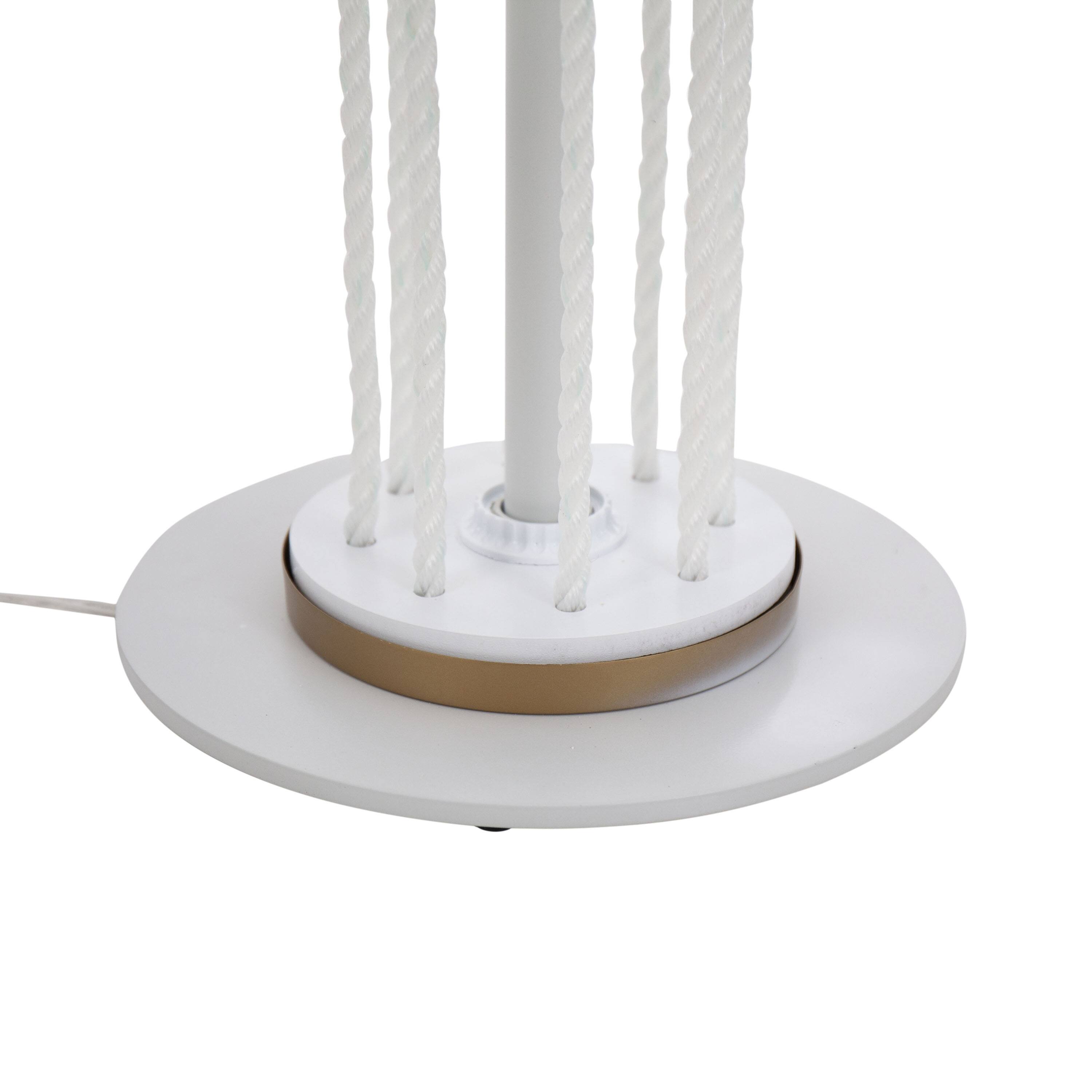 Back. Loheer - Loheer Rope Floor Lamp Natural Wood and White Metal Nautical Standing Light for Coastal Living Room Decor 62 Inch Tall - Natural.