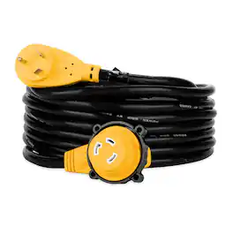 Camco - Power Grip 25-Ft 30 Amp RV Extension Cord with 90-Degree Locking End - Yellow