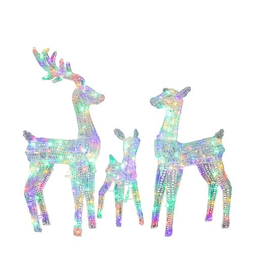 Front. Winado - 3 PCS Christmas Multicolor Reindeer Family Lighted Deer for In/Outdoor Decoration - Multicolor.