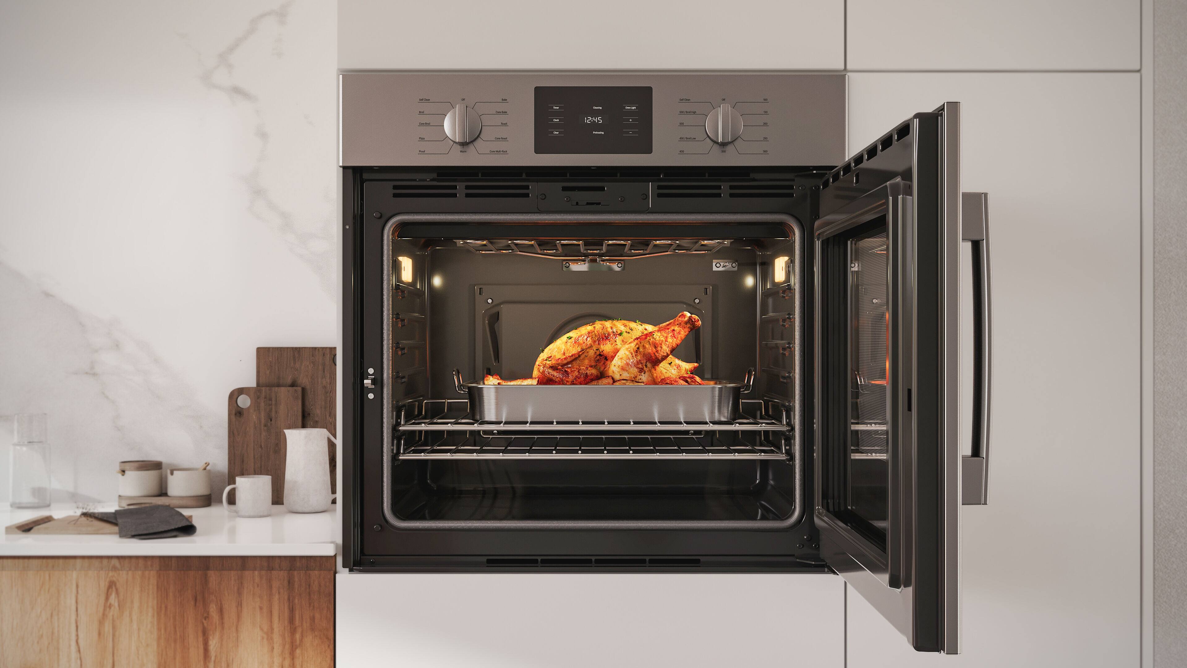 Alt View 12. Bosch - 500 Series 30" 4.6 Cu. Ft. Built-In Single Electric True Convection Wall Oven with Right Opening Door - Stainless Steel.
