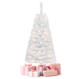 Gymax - 4FT Pre-Lit Christmas Tree w/ 110 Branch Tips - White
